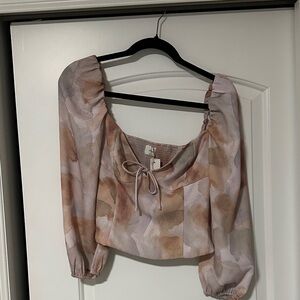 Aritzia Wilfred Multicolor Blouse with Earthy Hues